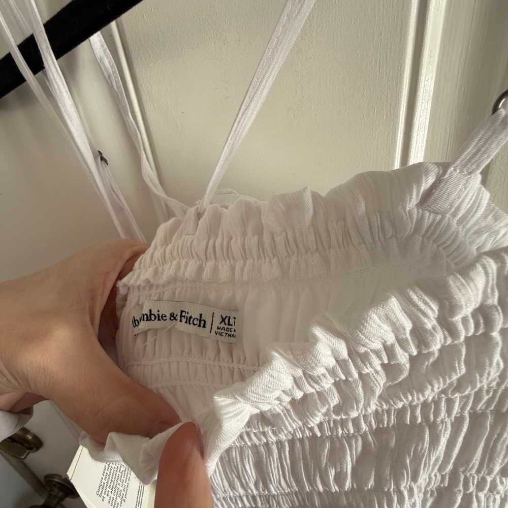 Abercrombie & Fitch White Smocked Maxi Dress XL Tall - Picture 6 of 8